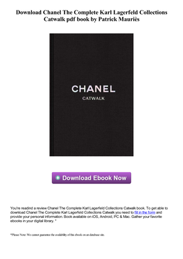 Chanel the Complete Karl Lagerfeld Collections Catwalk Pdf Book by Patrick Mauriès