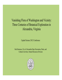 Flora Vanishing Flora of Washington and Vicinity