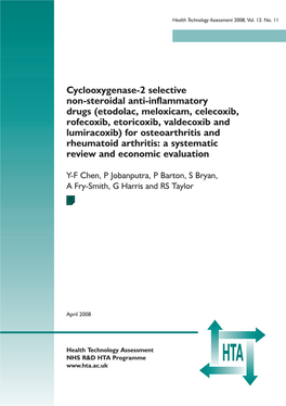 COX-2 Selective Non-Steroidal Anti-Inflammatory Drugs For