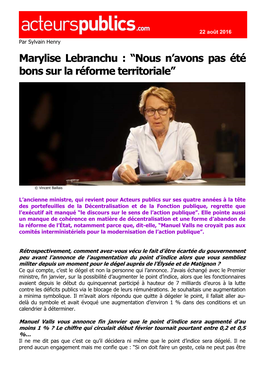 Marylise Lebranchu : “Nous N’Avons Pas Été Bons Sur La Réforme Territoriale”