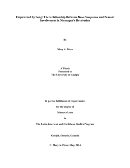 The Relationship Between Misa Campesina and Peasant Involvement in Nicaragua’S Revolution 