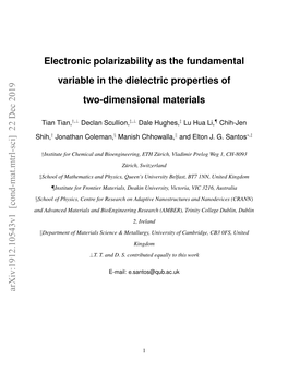 Electronic Polarizability As the Fundamental Variable in the Dielectric Properties of Two-Dimensional Materials