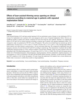 Effects of Laser-Assisted Thinning Versus Opening on Clinical Outcomes According to Maternal Age in Patients with Repeated Implantation Failure