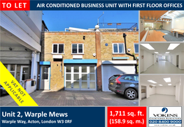 TO LET Unit 2, Warple Mews