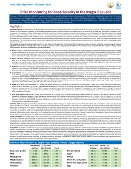 Price Monitoring for Food Security in the Kyrgyz Republic