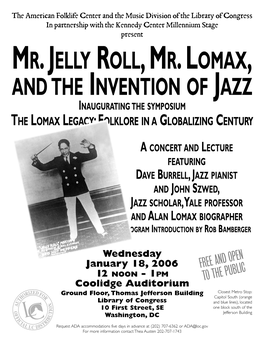 Mr. Jelly Roll, Mr. Lomax, and the Invention Of