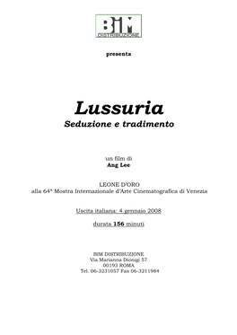 Lussuria Seduzione E Tradimento