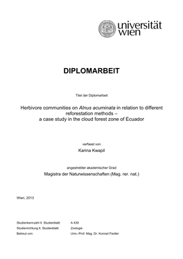 Alnus Acuminata in Relation to Different Reforestation Methods – a Case Study in the Cloud Forest Zone of Ecuador