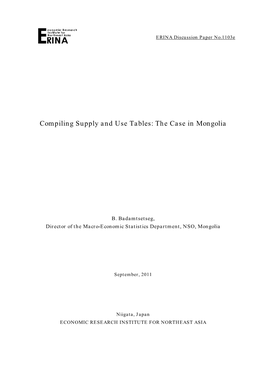 Compiling Supply and Use Tables: the Case in Mongolia