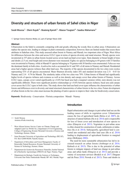 Diversity and Structure of Urban Forests of Sahel Cities in Niger