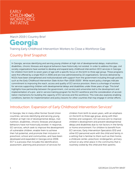 Georgia Training Early Childhood Intervention Workers to Close a Workforce Gap Country Brief Snapshot