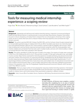 Tools for Measuring Medical Internship Experience: a Scoping Review