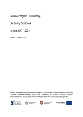 Lokalny Program Rewitalizacji Gminy Opatówek Na Lata 2017-2023