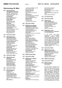 Swr2 Programm Kw 13 / 28.03