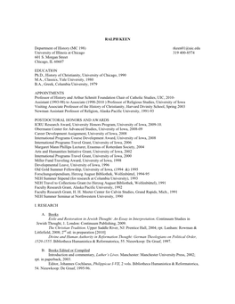 Ralph Keen CV