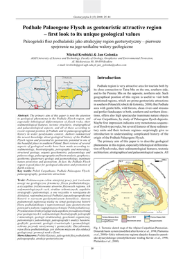 Podhale Palaeogene Flysch As Geotouristic Attractive Region