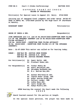 ITEM NO.5 Court 2 (Video Conferencing) SECTION XVII