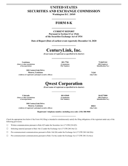 Centurylink, Inc. Qwest Corporation