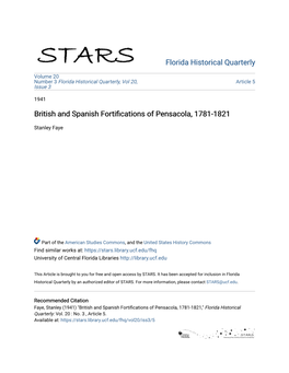 British and Spanish Fortifications of Pensacola, 1781-1821," Florida Historical Quarterly: Vol