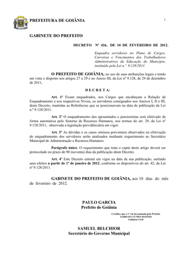 Decreto N. 426 De 10/02/2012