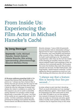 Experiencing the Film Actor in Michael Haneke's Caché