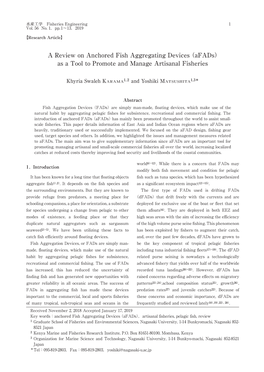 A Review on Anchored Fish Aggregating Devices（Afads） As a Tool to Promote and Manage Artisanal Fisheries