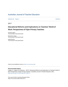 Perspectives of Fijian Primary Teachers