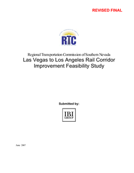 Las Vegas to Los Angeles Rail Corridor Improvement Feasibility Study