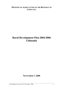 Rural Development Plan 2004-2006 Lithuania