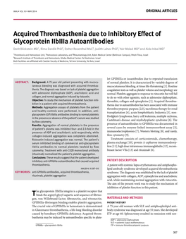 Acquired Thrombasthenia Due to Inhibitory Effect of Glycoprotein