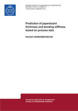 Prediction of Paperboard Thickness and Bending Stiffness Based on Process Data