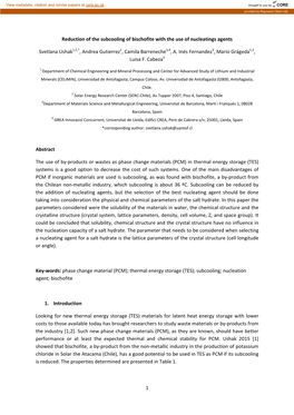 1 Reduction of the Subcooling of Bischofite with the Use Of