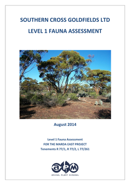 Southern Cross Goldfields Ltd Level 1 Fauna Assessment