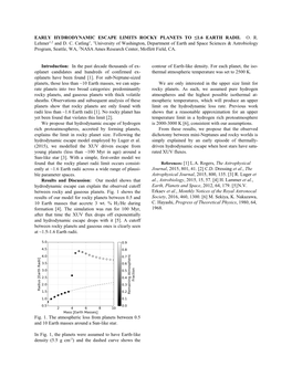 Early Hydrodynamic Escape Limits Rocky Planets to ~1.6 Earth Radii Owen Lehmer and David Catling ESS Gala 3/30/2017