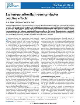 Exciton–Polariton Light–Semiconductor Coupling Effects H