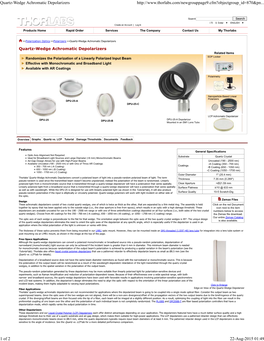 Quartz-Wedge Achromatic Depolarizers