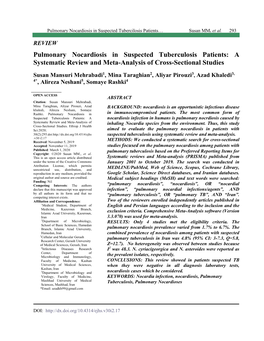 Pulmonary Nocardiosis in Suspected Tubercilosis Patients… Susan MM