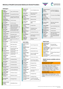 Ministry of Health Contracted Adolescent Dental Providers