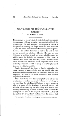 What Caused the Deportation Oe the Acadians? by James P