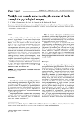 Multiple Stab Wounds: Understanding the Manner of Death Through the Psychological Autopsy Case Report