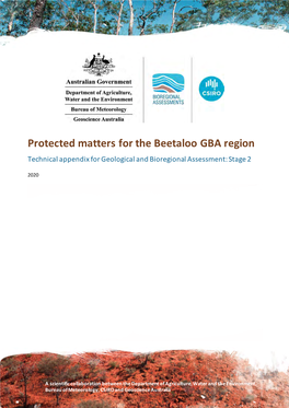 Protected Matters for the Beetaloo GBA Region Technical Appendix for Geological and Bioregional Assessment: Stage 2