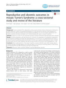 Reproductive and Obstetric Outcomes in Mosaic Turner's Syndrome