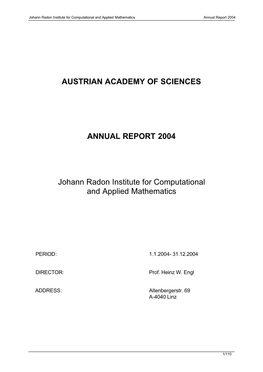 JAHRESBERICHT 2004 for PUBLIC