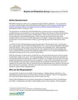 Bicycle and Pedestrian Survey (Responses As of 7/10/14)