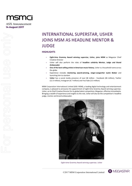 Appointed Chief Creative Director, Usher Said