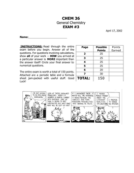 CHEM 36 General Chemistry EXAM #3 April 17, 2002