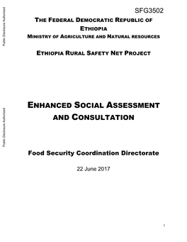 ETHIOPIA MINISTRY of AGRICULTURE and NATURAL RESOURCES Public Disclosure Authorized