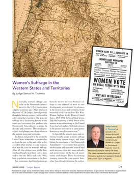 Women's Suffrage in the Western States and Territories (Pdf)