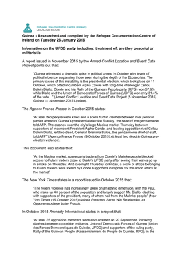 Guinea - Researched and Compiled by the Refugee Documentation Centre of Ireland on Tuesday 26 January 2016