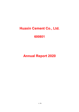 Huaxin Cement Co., Ltd. Annual Report 2020